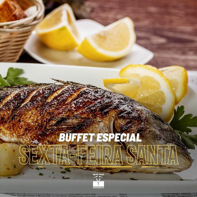 <p>Para a sexta-feira Santa vamos ter um Buffet Especial com opções de peixeis, além de nossas opções de saladas e sobremesas. Venha passar bons momentos ao lado da família no #GrillHallPanoramico. ? Não estaremos servindo o Rodízio de Carnes na sexta-feira dia 19/04.</p>
<p>#EuNoGrillHallPanorâmico #eunogrillhall #ChurrascoTodoDia</p>
