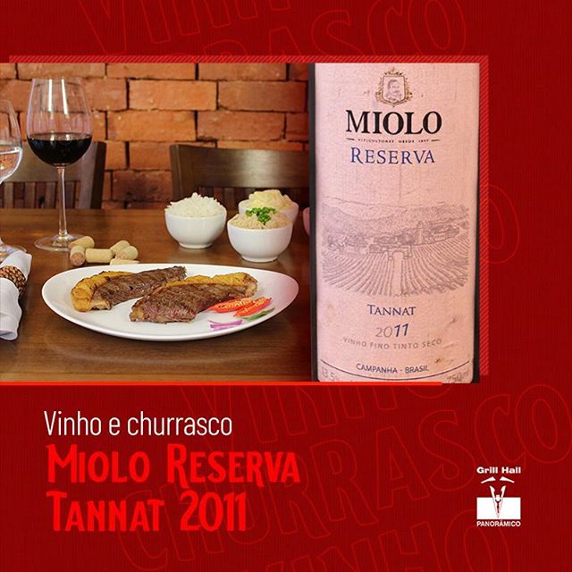 <p>O vinho Miolo Reserva Tannat, safra 2011, apresenta um sabor intenso, bem encorpado, com taninos vivos, estas características o tornam um vinho equilibrado e persistente. Excelente para acompanhar carnes ao ponto ou malpassadas. ???<br />
?<br />
#EuNoGrillHallPanorâmico #eunogrillhall #ChurrascoTodoDia #vinhoechurrasco #vinho #mioloreservatannat?</p>
